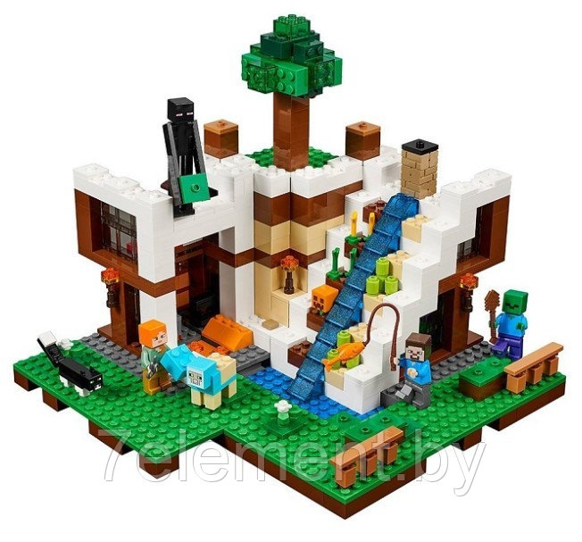 Детский конструктор Minecraft Майнкрафт Башня на водопаде 10624 серия my world блочный аналог лего lego - фото 3 - id-p218602387