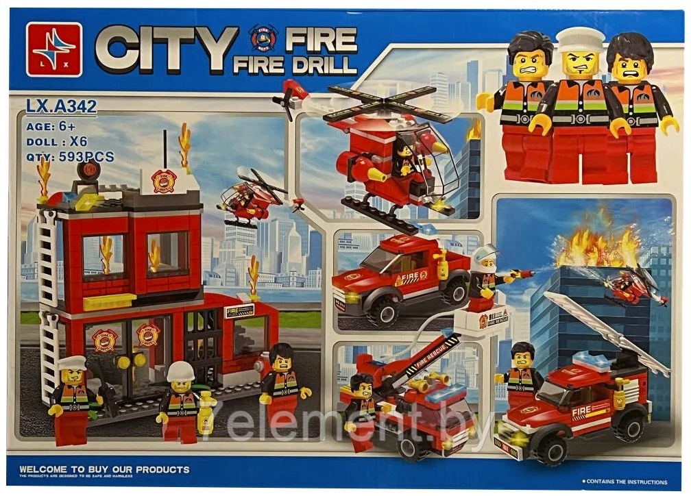 Детский игровой конструктор CITY FIRE "Пожарное депо" A344 , аналог лего lego, игрушка для мальчиков - фото 3 - id-p218603285