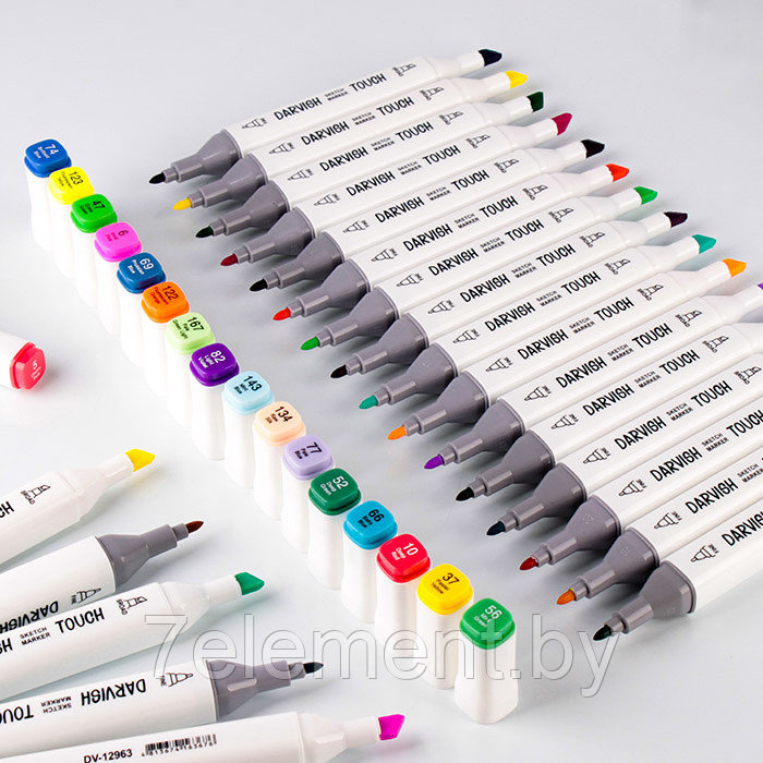 Двусторонние маркеры для скетчинга в сумке 24 штук, набор для детского творчества и рисования - фото 1 - id-p218602401