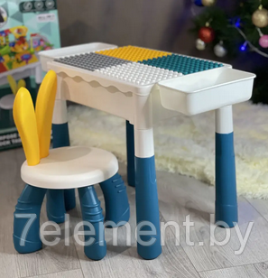 Детский конструктор игровой столик со стулом для детей малышей развивающий HX839, большие детали для ребенка - фото 3 - id-p218603302