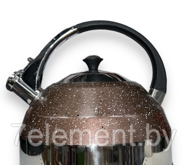 Чайник универсальный из нержавеющей стали SA-314 3 литра, чайник металлический со свистком коричневый - фото 3 - id-p218603344