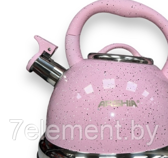 Чайник универсальный из нержавеющей стали SA-308 3 литра, чайник металлический со свистком розовый - фото 2 - id-p218603345