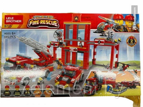 Детский конструктор Пожарная машина, участок охрана станция 8715 серия сити cities пожарные аналог лего lego - фото 2 - id-p218603427