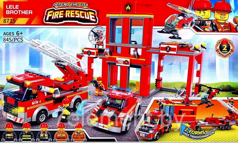 Детский конструктор Пожарная машина, участок охрана станция 8715 серия сити cities пожарные аналог лего lego - фото 3 - id-p218603427