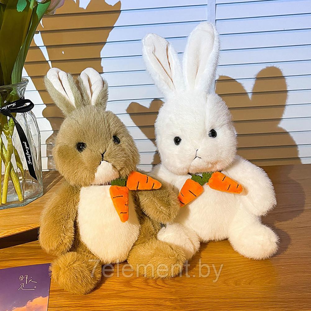 Детская мягкая игрушка антистресс, плюшевый зайка с морковкой 30см, мягкие игрушки кролики обнимашки для детей - фото 2 - id-p218603432