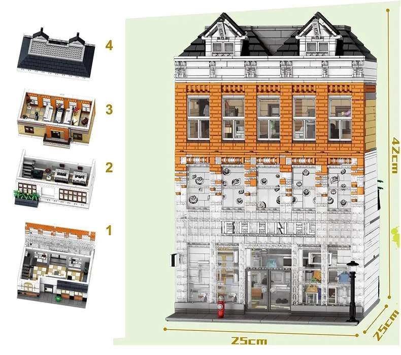 Конструктор QL0942 Хрустальный дом Амстердам со светодиодной подсветкой уличный вид архитектура 3744 детали - фото 3 - id-p218604572
