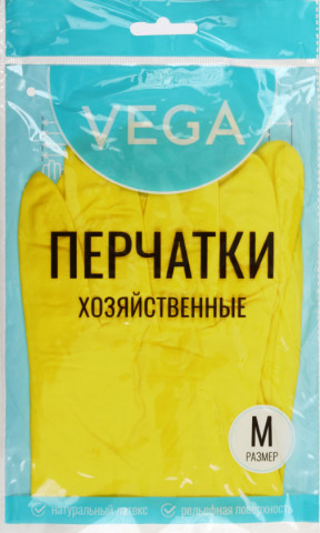 Перчатки латексные хозяйственные Vega размер M, желтые - фото 2 - id-p218604597