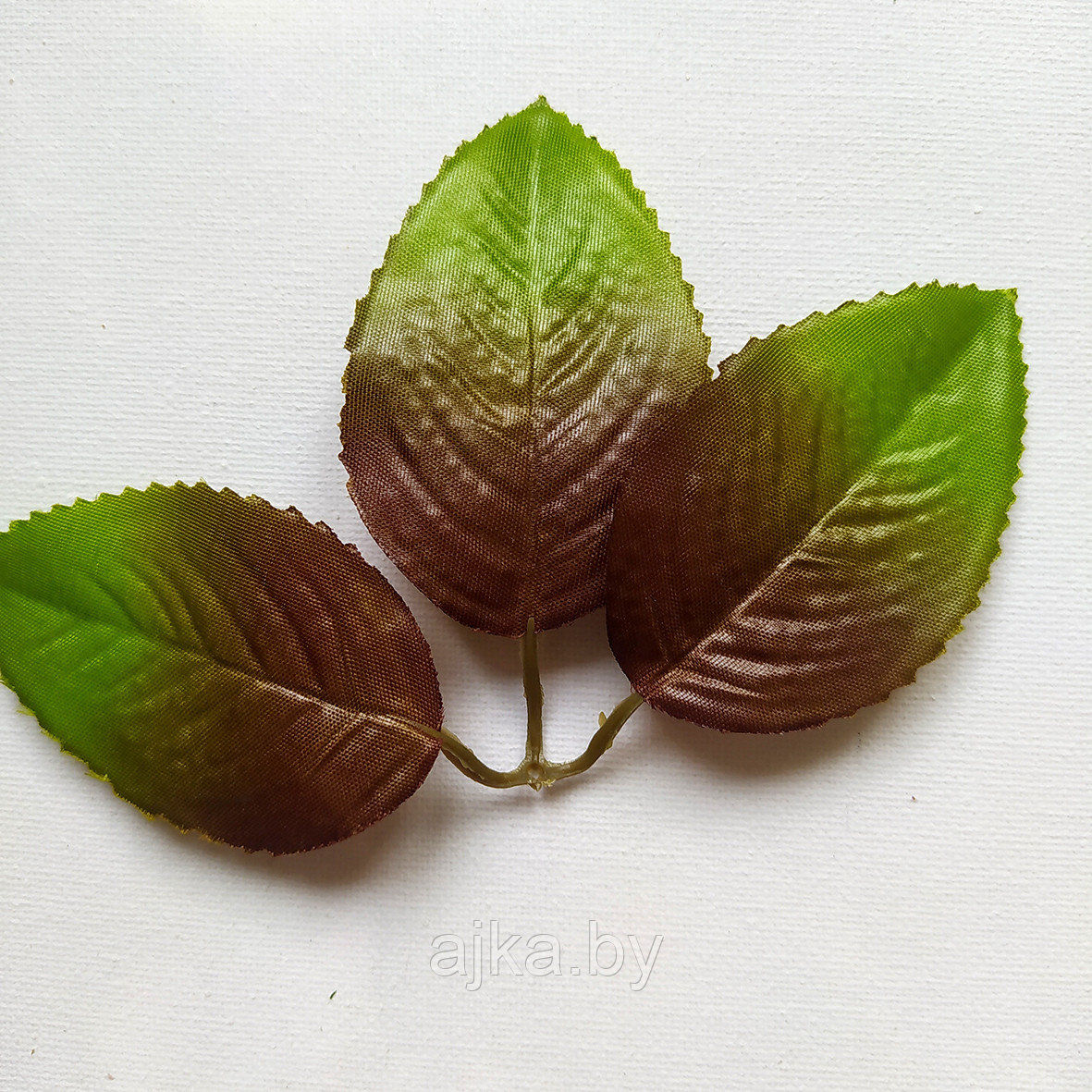 Лист розы искусственный двойной Л73/1, коричнево-зеленый - фото 1 - id-p218605628