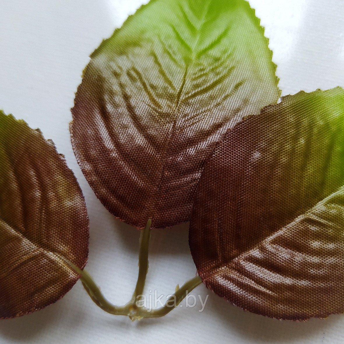 Лист розы искусственный двойной Л73/1, коричнево-зеленый - фото 2 - id-p218605628