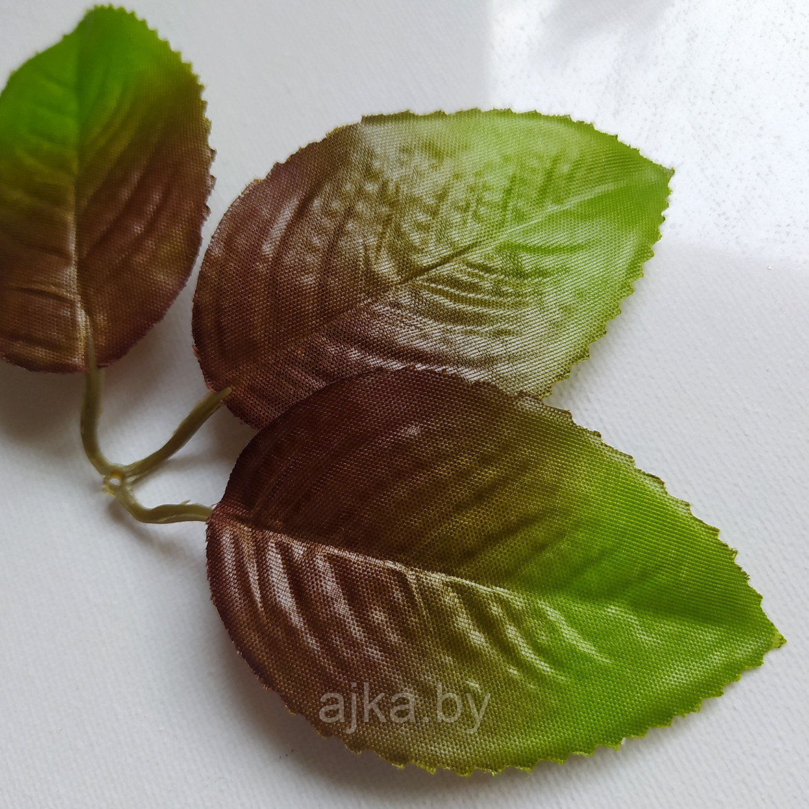 Лист розы искусственный двойной Л73/1, коричнево-зеленый - фото 3 - id-p218605628
