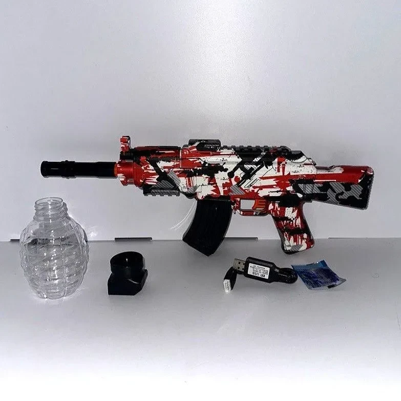 Игрушка Гидрогелевый автомат AK-47 стреляет орбизами, автоматический на аккумуляторе, sy307a синий красный - фото 4 - id-p218605709