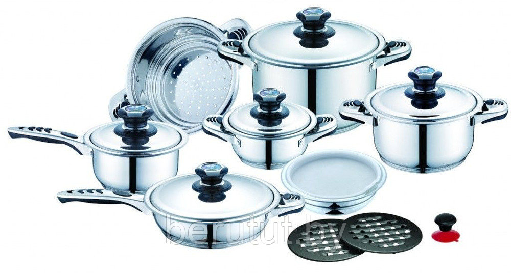 Набор посуды из нержавеющей стали Royal RL-555 17 предметов - фото 2 - id-p218606185