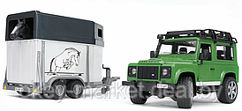 Игрушка Внедорожник Land Rover Defender с прицепом-коневозкой и лошадью Bruder 02592