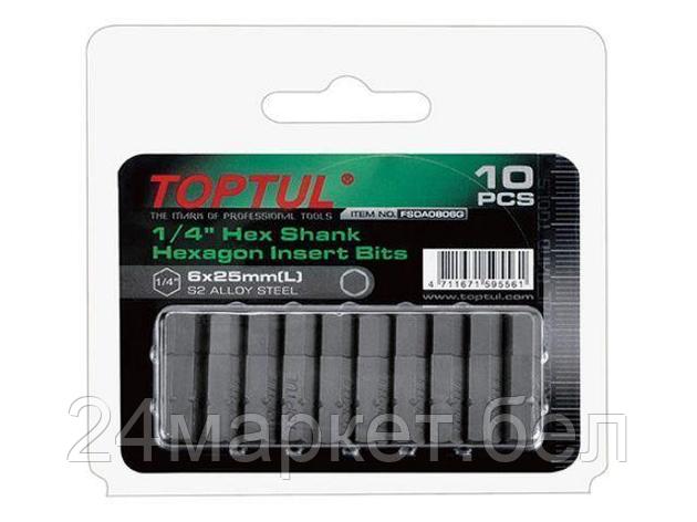 TOPTUL Тайвань Насадка шестигранник 8мм 1/4" 10шт блистер TOPTUL (FSDA0808G), фото 2