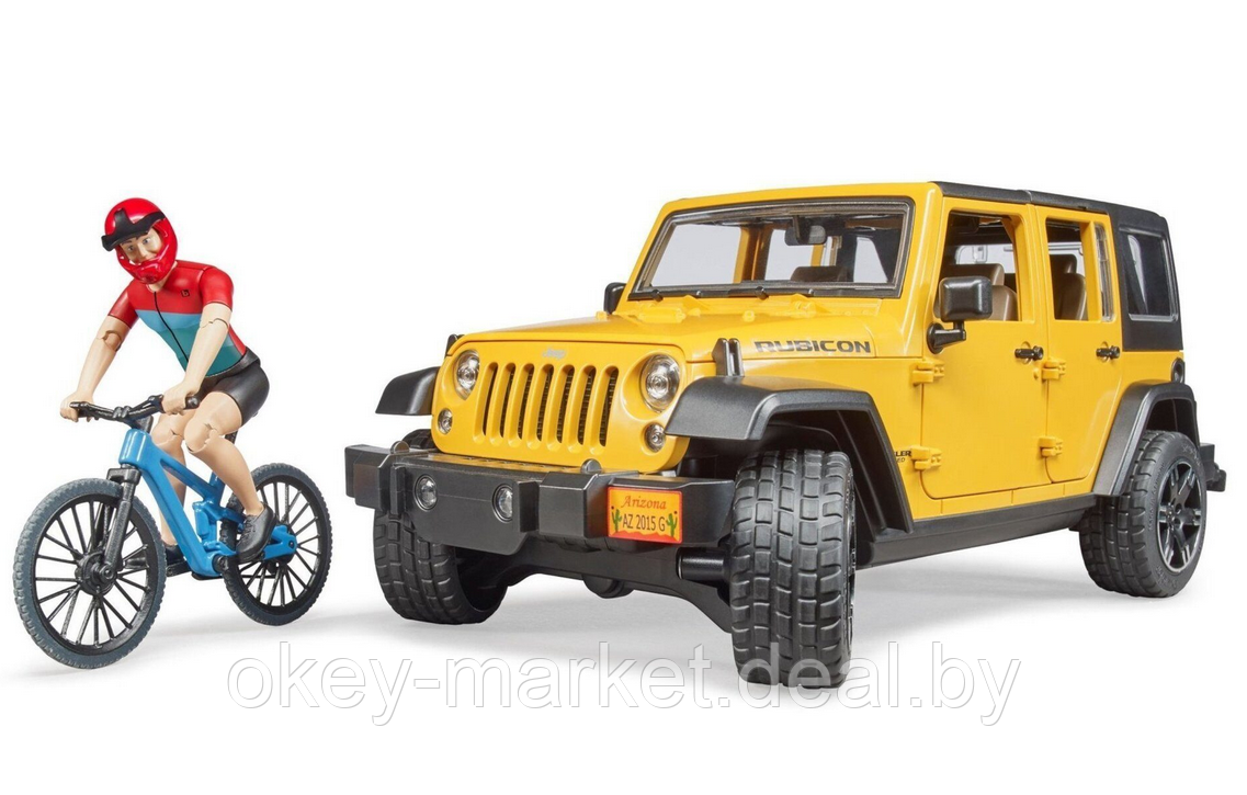 Игрушка Внедорожник Jeep Wrangler Rubicon с велосипедом и фигуркой Bruder 02543 - фото 3 - id-p189031264