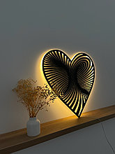 Панно из дерева с подсветкой из неона ''3Д сердце''
