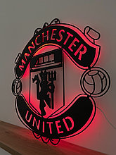 Панно из дерева с подсветкой из неона ''Manchester United''