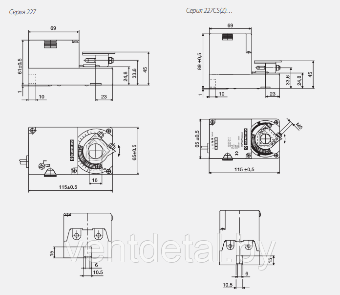 Электропривод Gruner 227C-024-10-S1/RUS (10 Нм) - фото 3 - id-p218610680