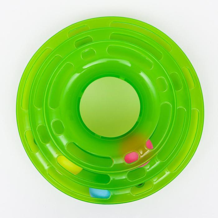 Игровой комплекс "Пижон" для кошек с 3 шариками, 24,5 х 24,5 х 13 см, зелёный - фото 4 - id-p218613214