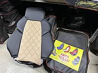 Чехлы на сиденья DINAS модель DRIVE Экокожа, цвет черный - бежевый РОМБ , Оригинал