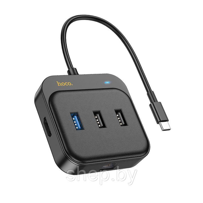 Адаптер Hoco HB37 6 в 1 (HDTV+RJ45+USB3.0+USB2.0*2+PD100W)