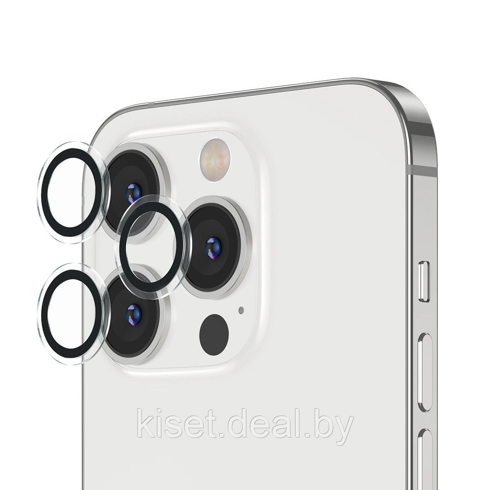 Защитное стекло KST на линзы задней камеры для Apple iPhone 13 Pro / 13 Pro Max с окантовкой черный - фото 1 - id-p218615242