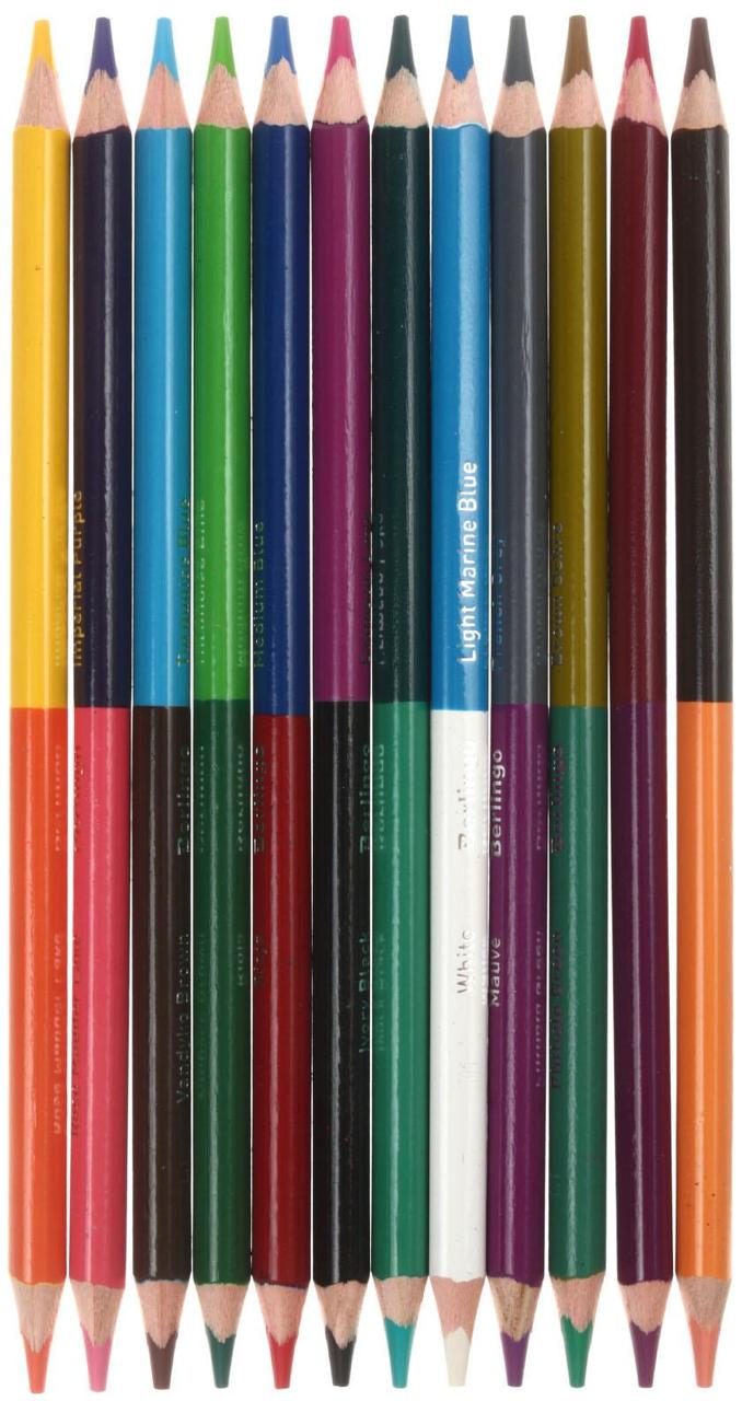 Карандаши цветные двусторонние Berlingo SuperSoft. Duo 24 цвета, 12 шт., длина 180 мм
