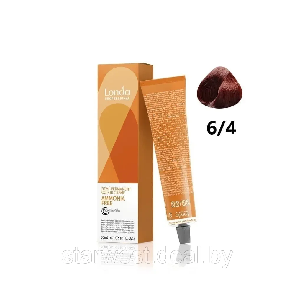 Londa Professional Color Demi-Permanent 6/4 Темный Блонд Медный 60 мл Крем-краска стойкая для волос - фото 1 - id-p218616699