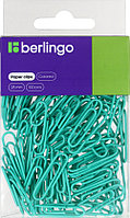 Скрепки цветные виниловые Berlingo 28 мм, 100 шт., округлые, голубые