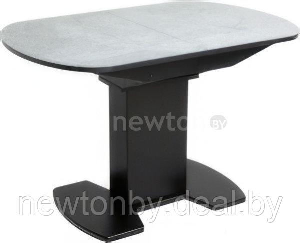 Кухонный стол Аврора Корсика стекло 120-151.5x80 (мрамор серый 12/черный) - фото 1 - id-p211902704