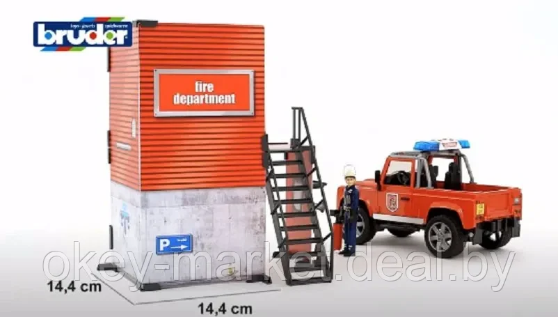 Пожарная станция с грузовиком Land Rover с фигуркой и аксессуарами Bruder 62701 - фото 6 - id-p204085781