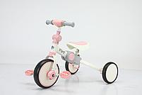 Детский трехколесный Беговел+велосипед Bubago Flint Белый-розовый с ручкой, фото 3