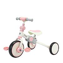 Детский трехколесный Беговел+велосипед Bubago Flint Белый-розовый с ручкой, фото 4