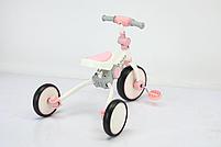 Детский трехколесный Беговел+велосипед Bubago Flint Белый-розовый с ручкой, фото 5