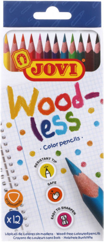 Карандаши цветные Jovi Wood-Less 12 цветов, длина 175 мм - фото 2 - id-p218622259