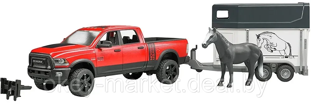 Игрушка Пикап RAM 2500 Power Wagon с коневозкой и лошадью Bruder 02501 - фото 7 - id-p69772323