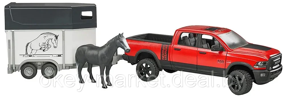 Игрушка Пикап RAM 2500 Power Wagon с коневозкой и лошадью Bruder 02501 - фото 6 - id-p69772323