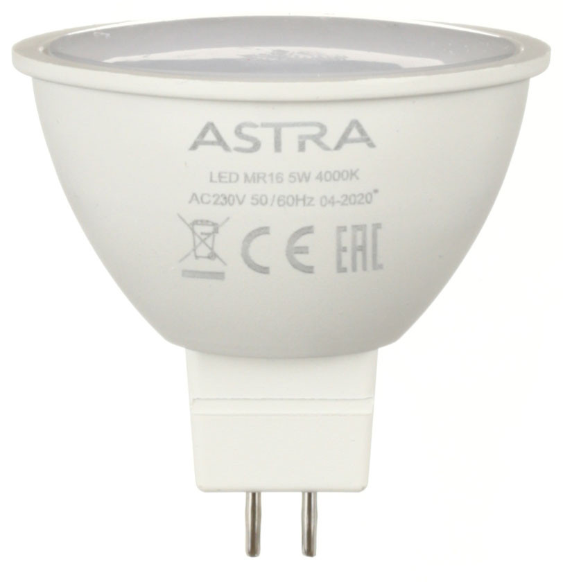 Лампа светодиодная Astra MR16/GU10 5W, 230V, цоколь GU5.3 (MR16), 4000К, 400 лм, холодный свет - фото 2 - id-p218622107