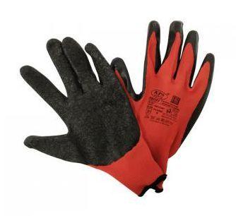 Перчатки из полиэстера с латексным покрытием (красно - черные) - фото 1 - id-p218624089