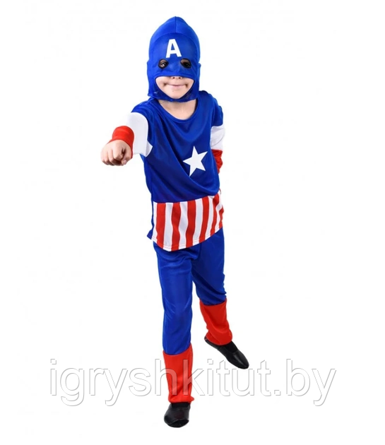 Костюм детский "Капитан Америка" (штаны, кофта, маска) - фото 1 - id-p218634522