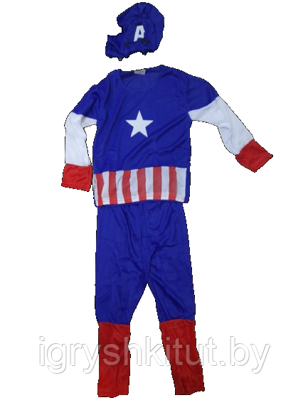 Костюм детский "Капитан Америка" (штаны, кофта, маска) - фото 2 - id-p218634522