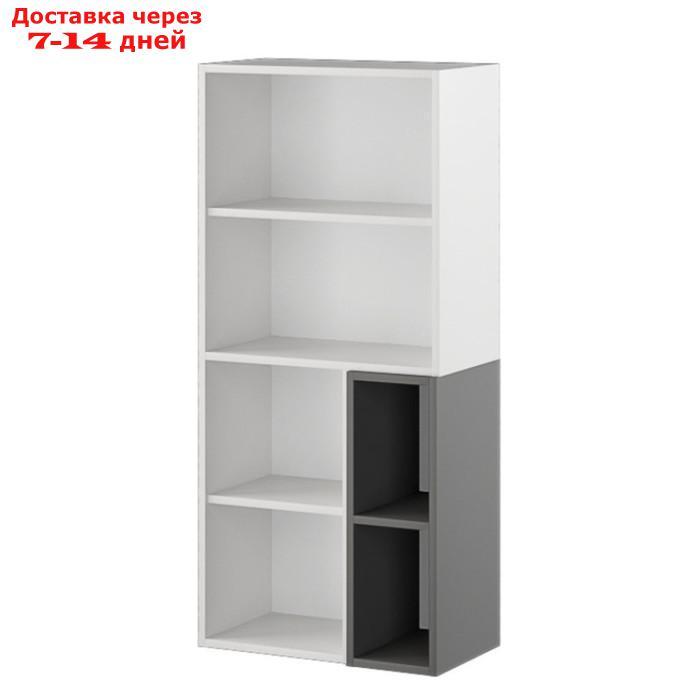 Шкаф-пенал Альберо настенный 550х309х1200 белый/графит серый - фото 2 - id-p218621232