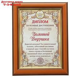 Диплом в рамке "Золотой дедушка", золото 16,6 х 21,6 см