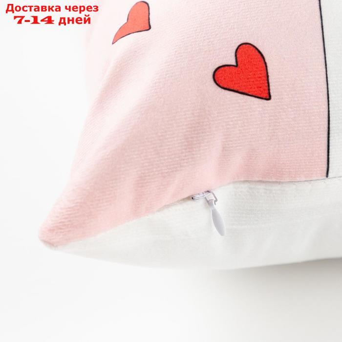 Подушка "Этель" Valentine cat, 40х40 см, велюр, 100% п/э - фото 2 - id-p218621243