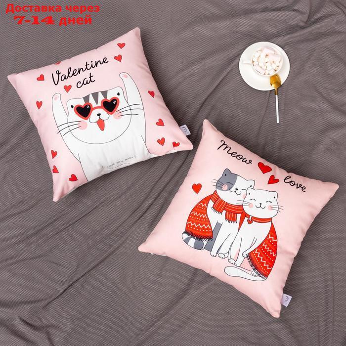 Подушка "Этель" Valentine cat, 40х40 см, велюр, 100% п/э - фото 4 - id-p218621243