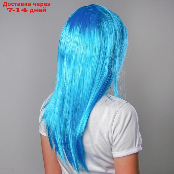 Карнавальный парик, длинные прямые волосы, цвет голубой, 120 г - фото 2 - id-p218619262