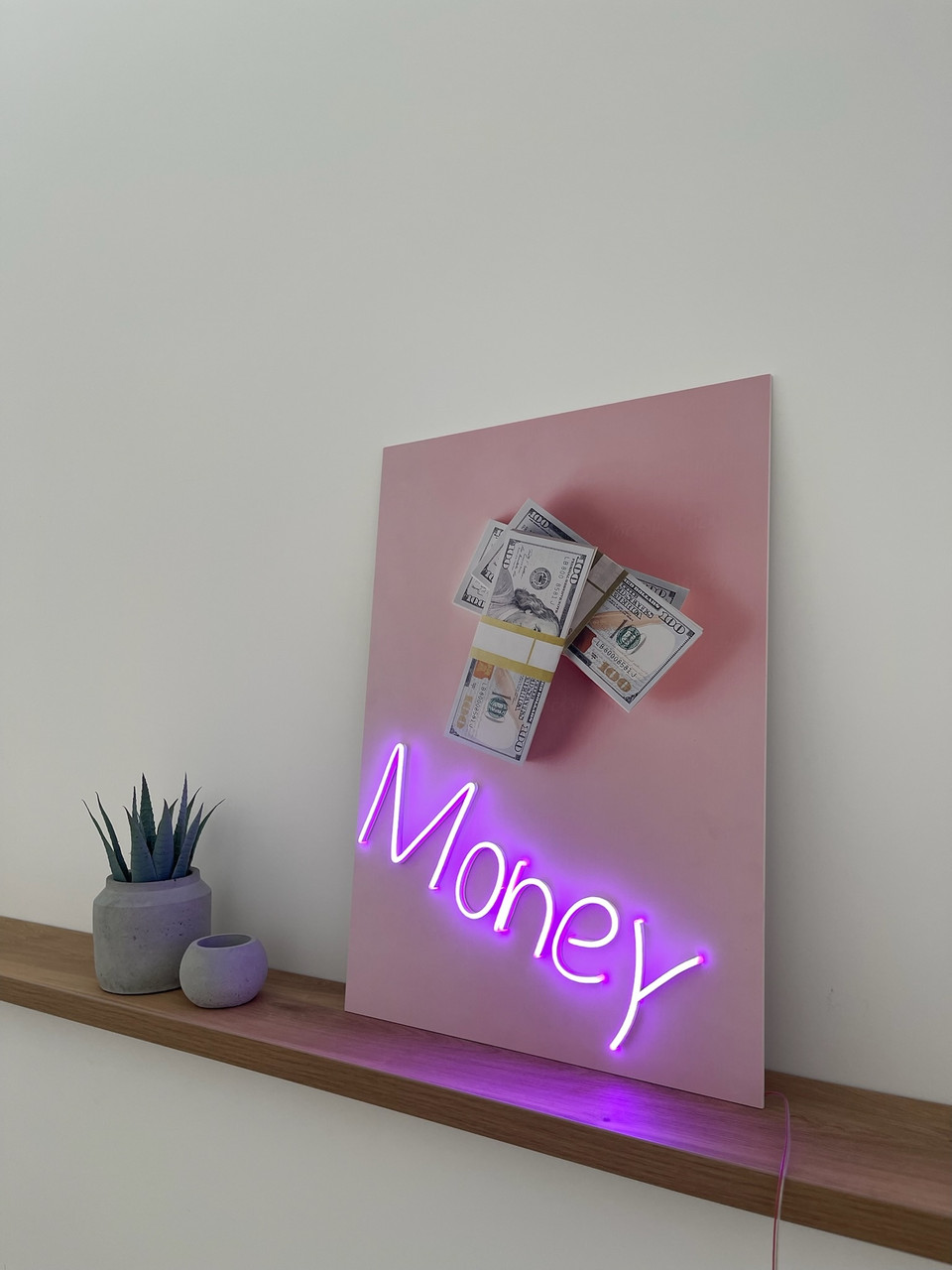 Картина с неоном ''Money'', 70х50 см - фото 1 - id-p218638811