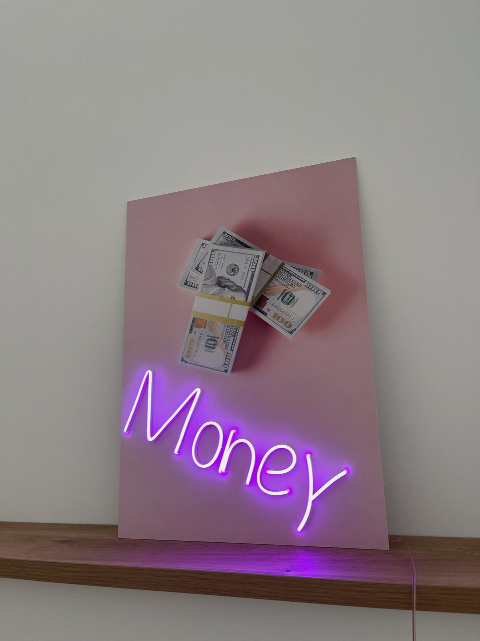 Картина с неоном ''Money'', 70х50 см - фото 2 - id-p218638811