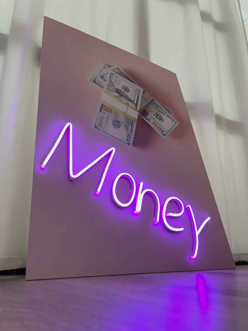 Картина с неоном ''Money'', 70х50 см - фото 3 - id-p218638811