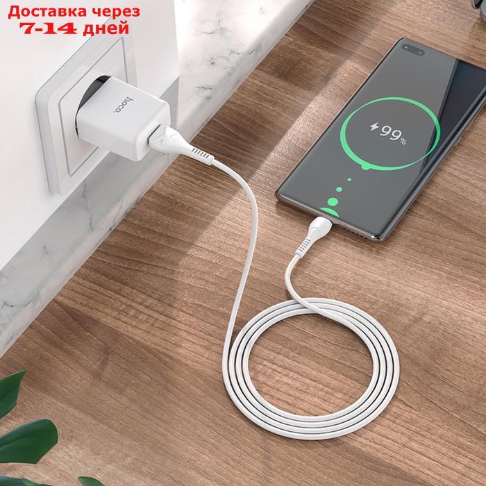 Сетевое зарядное устройство Hoco N9, USB - 2.1 А, кабель Type-C 1 м, белый - фото 2 - id-p218621429